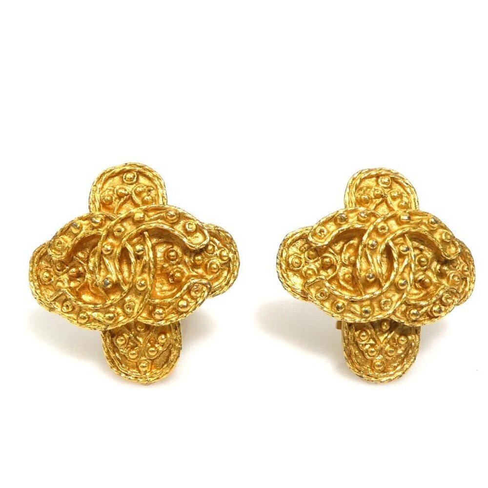CHANEL Gold Logo Earrings